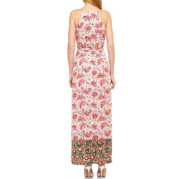 NWT Alexia Admor Pink Floral Printed Belted Maxi Dress Size Small Midi Summer - Picture 3 of 12